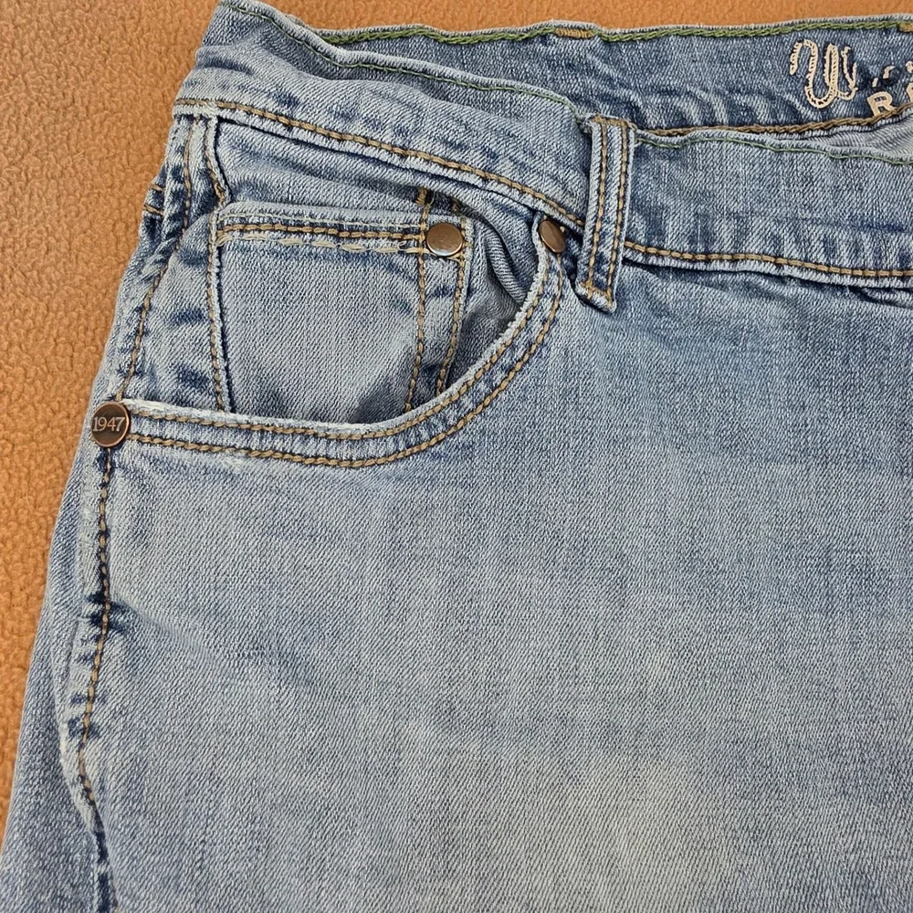 Wrangler Retro Slim Straight Mens Light Wash Stretch Denim Jeans 38x32 88MWZGB
